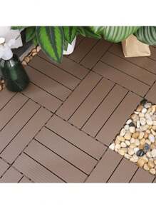 5pcs/10pcs/15pcs PVC Plastic Self-Assembling Balcony Terrace Garden Outdoor Waterproof Anti-Corrosion Floor Tiles, Yard Outdoor Waterproof Ceramic Tiles