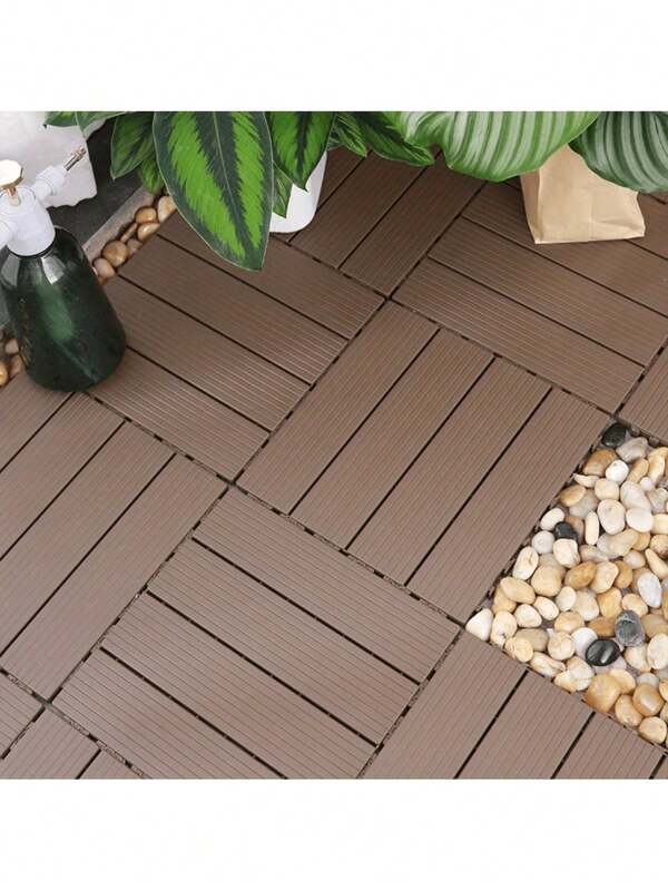 5pcs/10pcs/15pcs PVC Plastic Self-Assembling Balcony Terrace Garden Outdoor Waterproof Anti-Corrosion Floor Tiles, Yard Outdoor Waterproof Ceramic Tiles