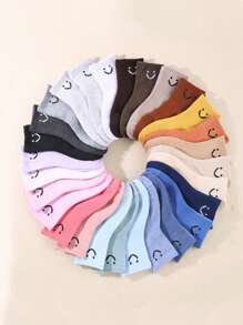 10 Pairs Random Smiling Face Kids Socks, Suitable For Daily Wear, Boys And Girls Can Wear During School Term - Multicolor - View 5