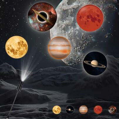 Kexinlighting Kexinlighting - USB Powered LED Starry Night Projector Lamp, 10 Interchangeable Planet Projectors, 360° Rotation, Portable, With Ceiling Photo Background Decor, Suitable For Bedroom, Living Room, Small Night Light