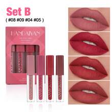 HANDAIYAN 4pcs Matte Lipstick Set, Small Square Tube Design, Moisturizing Formula, Non-Stick, Waterproof, Gift Box Packaging, Suitable For Halloween, Christmas, Autumn And Winter. Perfect For Campus, Daily Makeup, School Dances, Festivals, Decoration And Cosplay. Variety Of Charming Colors To Create Attractive Makeup.