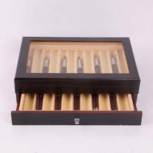 Porte-stylo en acier à 24 fentes sur deux niveaux, décoration d'étude, fournitures scolaires, cadeau de rentrée des classes, boîte d'affichage de stylos, convient à diverses occasions, boîte de rangement pour collection de stylos, boîte d'affichage, fermoir métallique, apparence premium