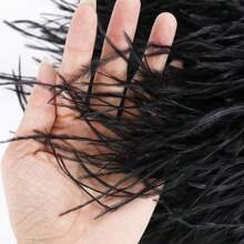 1米/39.37英寸人造羽毛饰边DIY婚纱羽毛丝带工艺品手工缝制流苏服装配饰8-10厘米