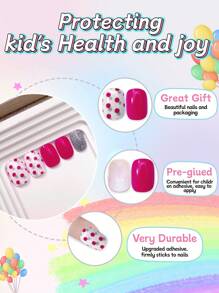 NAIO Pre-Glue Manicure Press On Nails, Cute Style Kids Mini Nails Press On, 'Super Awesome', Multi-Color,Solid Color, Polka Dot Elements, Kids Size, Square, Contains 24 Pieces Fake Nails For Girls Back To School