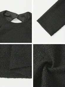 Unadoll 女士优雅无袖圆领设计收腰鸡尾酒会礼服，适合约会和派对以及毕业季派对 - 黑色 - 查看 9