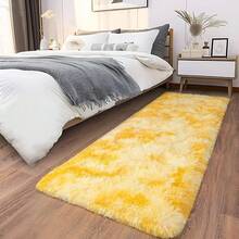 Soft Fluffy Shag Throw Area Rug, 2x4 Black, Non-Slip Bedroom, Hallways, Bedside, Dorm, Living Room - Long Shaggy Rug - Yellow - View 5