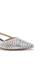 Pointed-Toe Slingback Flats Elegant 優雅度假波西米亞 - 銀色 - 查看 2