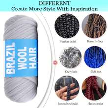 1/2/5/8 Rolls Acrylic Yarn For Brazilian Wool Braids, Suitable For African Crochet Braids, Giant Braids, Senegalese Twists, Braided Wigs, Spiral Braids, Twists, Wrap Braids, 70g/Roll - Multicolor - View 10