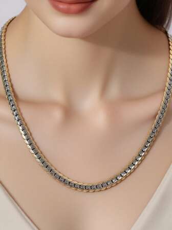 1pc Embossed Necklace, European And American Hip-Hop , Fashionable New Women's Personalized Versatile Zinc Alloy Party Gift