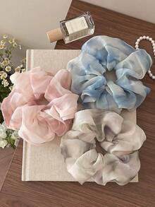 3条扎染发圈，柔软甜美，多功能发绳，可作发髻配饰，适合返校、洗脸、运动、居家美妆等场合，女士配饰礼品，马尾辫发饰，弹性发带 - 彩色 - 查看 3