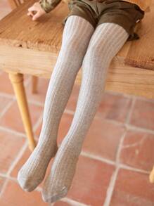 5pcs Girls' Solid Color Rib Knit Tights, All-Match Versatile Elastic Tights - Multicolor - View 2