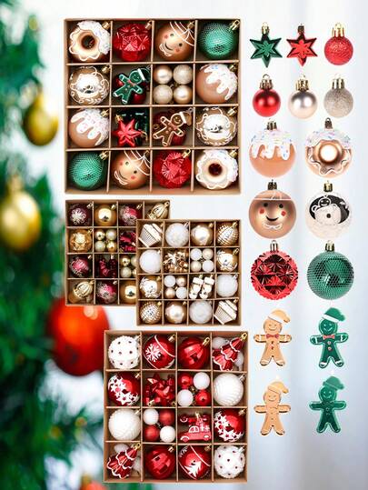 42 Pcs Christmas Ornaments Set, Shatterproof Christmas Hanging Ornaments Christmas Tree Decoration, Indoor Festive Party Christmas Decoration -. Christmas Ball Decorations, Delightful Classic Gift Set, Christmas Tree Festive Wedding Party Decoration, Hanging String, - Red White Green And Gold Home Decor Christmas Decorations Room Decor Winter