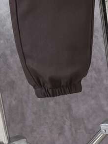 2pcs Boys' Casual Outdoor Printed Color Block Hooded Fleece Zip-Up Jacket And Drawstring Pocket Pants Set, Autumn/Winter