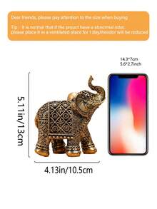 1pc Gold Pattern Elephant Ornament, Resin Statue, Wealth Statue, Home Office Living Room Coffee Shop Decoration, Best For Desktop Display Entrance, Best Gift, Winter, Decorations, Home, Wedding Decoration, Home Decor, Jewelry Collection Box, Party Decoration Valentine's Day Birthday