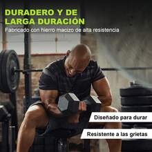 2 Mancuernas Hexagonales De Caucho 10LB 15LB 20LB 25LB Gimnasio - 15 libras - Ver 6