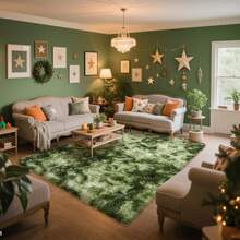 1pc Ultra-Soft, Comfortable And Fluffy Living Room Carpet, Bedroom Indoor Carpet, Fluffy Faux Fur Carpet, Home Decoration, Which Can Be Used In Bedrooms, Living Rooms, Corridors And Other Indoor Areas. - 紮染綠 - 查看 4