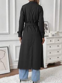 Risissida Women's Long Lightweight Trench Coat With Belt - Fashionable And Versatile Commuter Jacket, Suitable For Autumn/Winter, Casual And Stylish Outerwear - Black - View 7