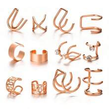 12pcs Minimalist Personalized No Piercing Silver Ear Cuff Clip - 12-piece Ear Cuff Set - View 4