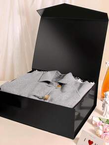 Large Gift Box - Black Foldable Groomsman Gift Box With Magnetic Lid - Groom Groomsman Proposal Gift Box, Oversized Gift Box, Can Fit Clothes And Large Gifts - Suitable For Birthday, Party And Wedding - Black - View 4