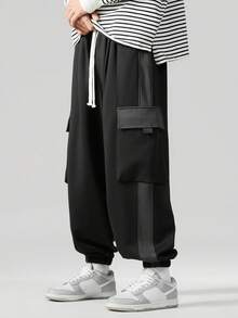 Plus Size Men Cargo Pants,Loose Casual Trousers,Baggy Sports Pants,Big & Tall, Fall