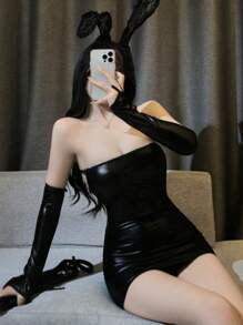 1 件性感兔女郎修身连衣裙套装，COSPLAY 角色扮演服装，适合节日派对、表演、联欢会、拍照 - 仅限连衣裙