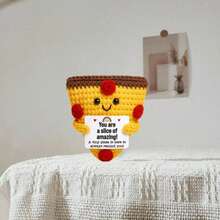 1pc Pizza Hand-Woven Plush Doll Ornaments With Encouraging Words Can Be Given As Small Gifts To Friends And Family. Lovely Doll Gift Design And Encouraging Words Are Very Warm And Sweet! These Lovely Dolls Will Always Be Your Friends, And They Will Make You Feel Relaxed And Happy - Multicolor - View 6
