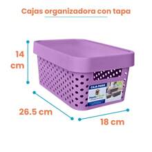 Kit Of 2 Modern Plastic Organizer Boxes With Lids - Lilac Purple - View 10