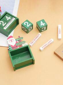 1 pieza de calendario de Navidad, adorno de madera artesanal. Decoración de escritorio con estilo navideño. Decoración del hogar, decoraciones navideñas, decoración de habitación de invierno