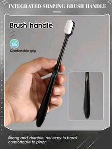 10pcs Extra Soft Micro Nano Toothbrush, Ultra Soft Toothbrush, Manual Toothbrushes With Extra Soft Bristles For Sensitive Teeth Gums, For Deep Cleaning At Home For Adults Daily Life Home Bathroom Decor Fall Decor Back To School - Black - View 7