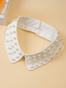 1 st lyxigt nytt halsband med pärlor i falska pärlor, handgjorda utsmyckade överdrivna glamorösa avtagbar krage, mångsidig för vår, sommar, höst och vinter