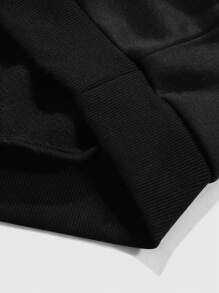 男士黑色时尚字母及梵高星空图案套头连帽卫衣，休闲日常穿着，秋季长袖上衣 - 黑色 - 查看 5