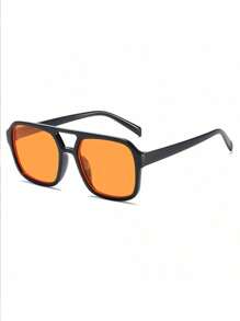 一副复古糖果色方形时尚眼镜，女士款，新款时尚黄色渐变轻盈优雅塑料镜框，基础商务休闲风格，适合秋冬季、夏季海滩度假、户外旅行、返校季等场合。 - 彩色 - 查看 9