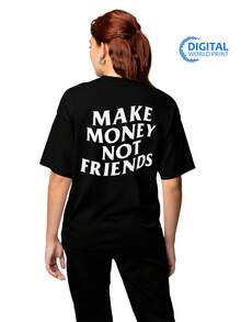 T-Shirt Oversized Shirt Make Money Not Friends Streetwear Premium Summer Winter T-Shirt - 黑色_3147 - 查看 6