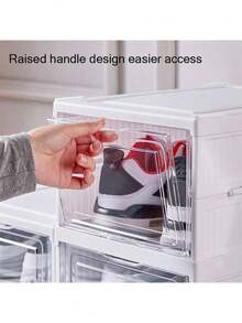 6 piezas/set Cajas para Zapatos de Plástico Transparente Apilables, Organizador de Zapatos para Armario, Contenedores Modulares para Almacenaje de Zapatos, Blanco almacenamiento de zapatos de plástico - Blanco - Ver 3
