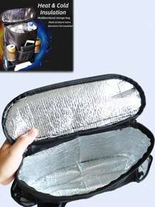 Multifunktionell väska för bilsätesryggen – Inkluderar isolerad kylväska, högdensitets oxfordtyg med aluminiumfoliefoder, flera förvaringsfickor, lätt att hänga på fram- eller baksätet, platsbesparande design, universell passform för SUV:ar, sedaner och minibussar, förvarings- och isoleringsväska för sätesryggen - En-Storlek - Visa 5