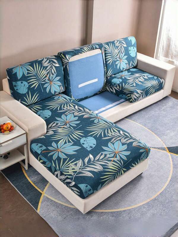 1pc Non-Slip Elastic Decorative Sofa Cushion Cover, Milk Silk Fabric Floral Print, Colorful, Available In Single/Double/Three/Four Seater Sizes, Suitable For Spring, Summer, Autumn, Winter