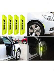 4 件装汽车门反光开启提示贴纸、汽车贴纸和贴花、车门开启反光警示贴纸、防刮装饰贴纸汽车保险杠胶带修理、3.6 英寸汽车警示贴花、夜视防撞保护条、车门开启警示反光贴纸夜间贴花夜光贴纸通用汽车装饰配件，适用于任何车辆，如汽车、SUV、摩托车、自行车等。 - 4 PCS - 查看 9