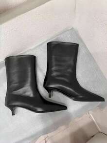 Fall/Winter French Blogger Style Pointed Toe Thigh High Boots, Ins Nordic Kitten Heel Equestrian Boots For Women,Kitten Heels - Black - View 5