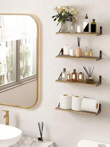 1 Peça Prateleira de Armazenamento de Parede, Estilo Rústico, Prateleira Flutuante de Madeira para Decoração de Parede, Armazenamento de Banheiro e Quarto, Estante de Livros da Sala de Estar