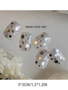 1 盒银色、金色、黑色、白色圆形亮片组合，全新闪亮圆点亮片随机混合，超级闪光美甲亮片组合，极简主义美甲装饰，美甲沙龙用品指甲指甲饰指甲宝石 - 銀色 - 查看 8