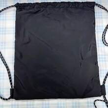 Aea Black Nylon Fabric Drawstring Gym Bag Backpack Tutorial School Bag.