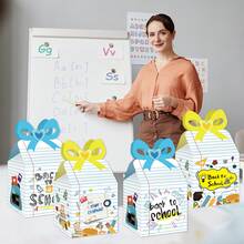 20 件/包 3D 糖果纸盒，返校派对礼物糖果零食礼品包装盒，带蝴蝶结手柄，学校用品，返校学校必需品，学校用品 - 彩色 - 查看 6
