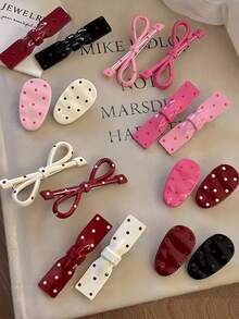 16个/套 法式波点发夹，复古简约刘海侧分发夹，极简发饰，学生用品，爪夹，发爪，发夹，发卡，发夹 - 彩色 - 查看 2