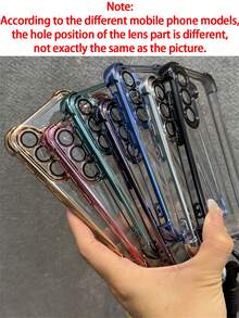 New Four Corners Anti Drop Clear Plating Soft Phone Case With Nylon Rope Space Shell Case Compatible With Samsung Galaxy S25 S24 S23 S22 Ultra Plus A55 A35 5G With Camera Lens Film Protect Luxury Shockproof Cover Perfect Gift