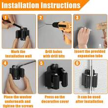 Soporte de pared para escoba y utensilios, 2/4 piezas, soporte de pared para herramientas, incluyendo material de montaje, para montaje en pared de utensilios de jardín como escoba, trapeador, pala, herramientas - Multicolor - Ver 8