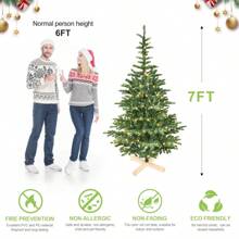 Artificial Creative Mixed Christmas Tree - Christmas Tree With Warm White LED String Lights, Contains 4 Sizes (5ft/6ft/7ft/8ft), Made Of High-Quality PE/PVC Material, With A Sturdy Wooden Tripod, Suitable For Christmas Party Decorations, Office, Home Display