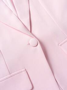 Women's Solid Color Single-Breasted Long Sleeve Blazer And Pants Set - Baby Pink - View 6