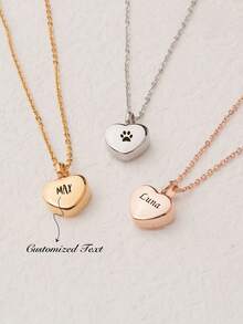 Colar com pingente em formato de mini urna de cremação em forma de coração - Joia memorial personalizada com gravação para animais de estimação - Colar porta-cinzas para guardar as cinzas do seu animal de estimação após o falecimento. - Multicolorido - Ver 1