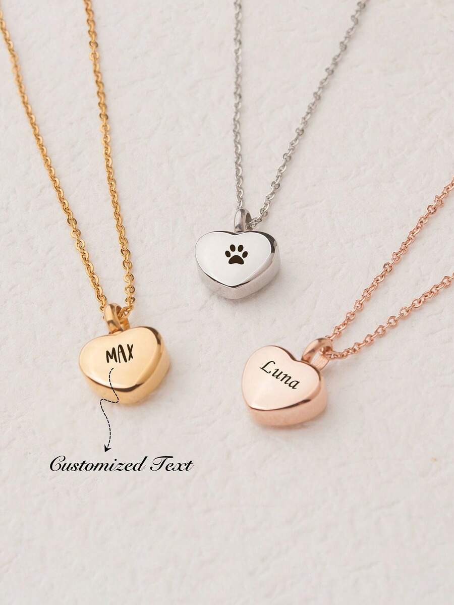 Colar com pingente em formato de mini urna de cremação em forma de coração - Joia memorial personalizada com gravação para animais de estimação - Colar porta-cinzas para guardar as cinzas do seu animal de estimação após o falecimento. - Multicolorido - Ver 1