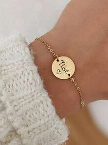 个性化手链，采用不锈钢链条和刻字吊坠。开学季送给朋友的珠宝礼物。 - 彩色 - 查看 4